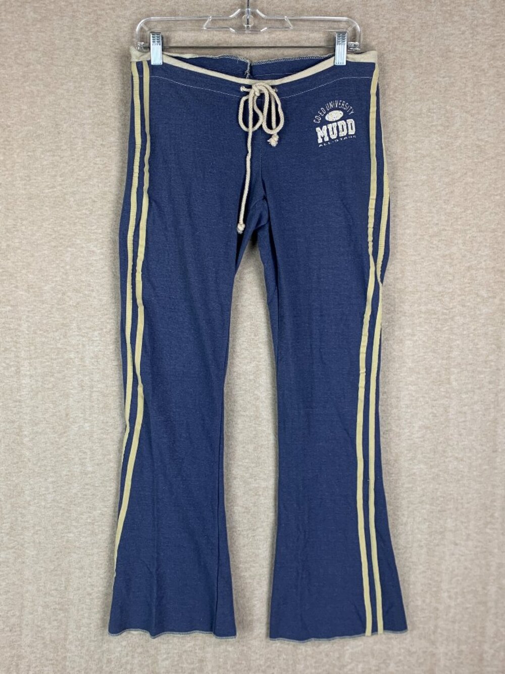 VTG Y2k Mudd Sweatpants L Low Ris Wide Leg Flare Stripe Yoga Mcbling 2000s Track